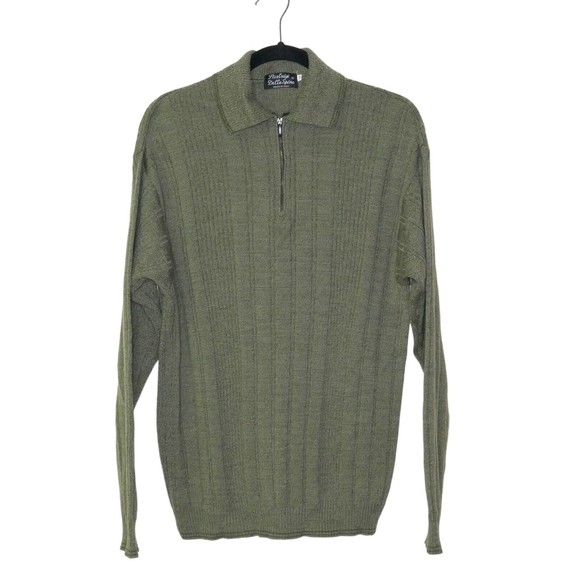 Pierluigi Della Spina Wool Acrylic Zipper Polo Sweater Textured Men's Sz 50 - Picture 1 of 4